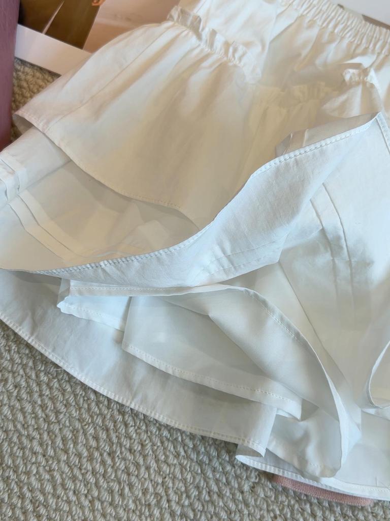 Женская летняя 2026 года стройнящая белая А-силуэта с оборками миди юбка