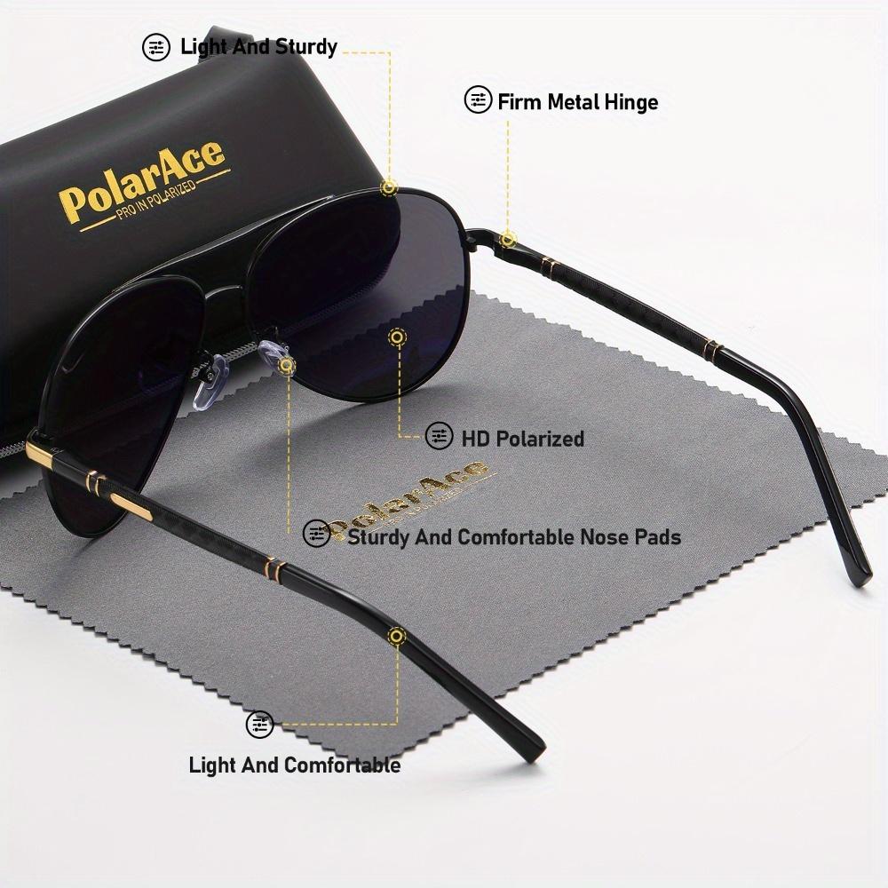 PolarAce Unisex Metal Polarized Outdoor Driving Glasses Spring Leg Sunglasses, UV400