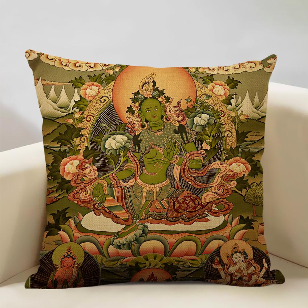 Home Decor Cushion Cover 45x45cm Pillowcase Decoration Buddhist Portrait Art Pattern Home Textile Pillow Cases
