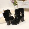 Snow Boots for Women 35-42 Autumn and Winter Collection Thick Heel Short Leg Women's Boots Side Zipper Fashion Boots High-heeled Pendant