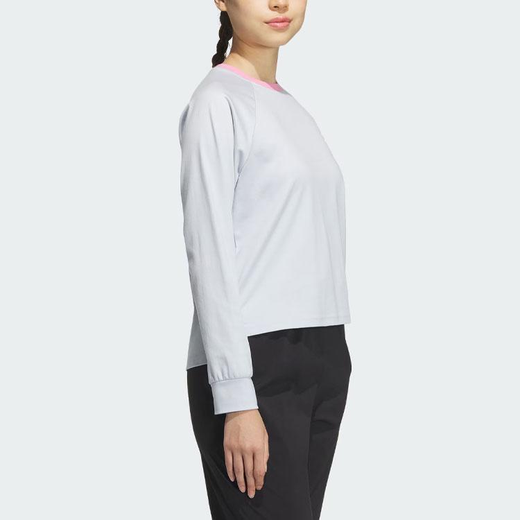 Adidas Футболка с длинным рукавом и принтом в виде цветных блоков и букв, женские топы, светло-голубые JE3618