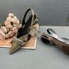 Beautiful Designer Med Heel Hollow Out Pointed Toes Golden Silver Sandals 2025 Summer Slingbacks Shoes Sandalias