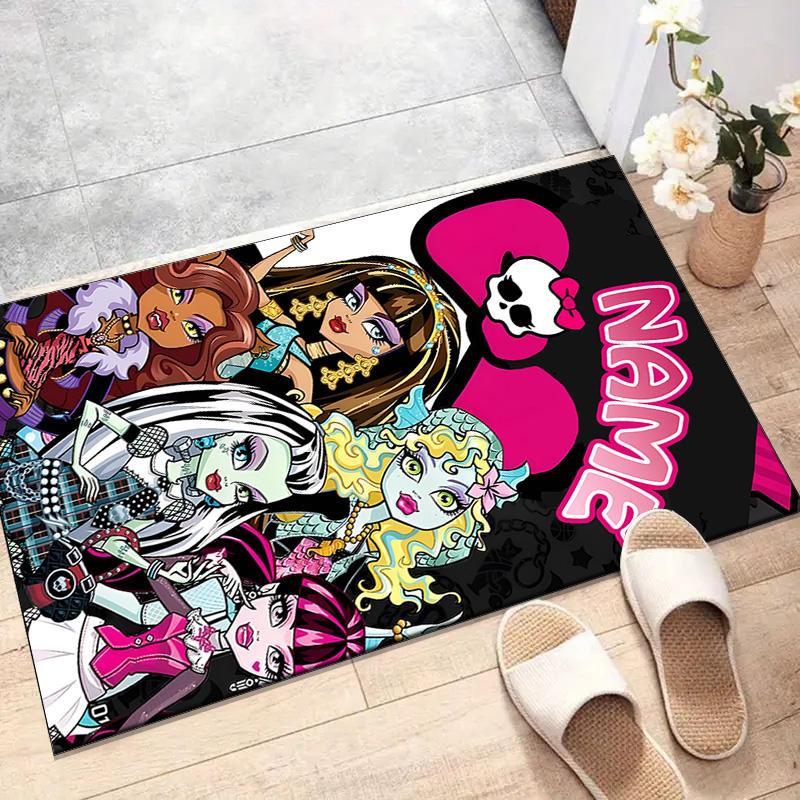Custom Monster High Draculaura Mat Personalized Name, Polyester Washable Indoor Entryway Rug, Gift for Christmas, Easter, Thanksgiving Day