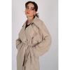 Women's Beige Belted Seasonal Trench Coat