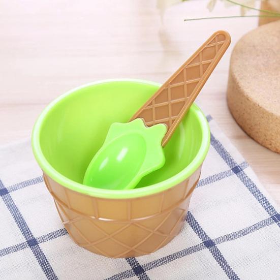 Ice Cream Spoon Cute Shape Food Grade Non-stick Anti-freeze Anti-slip Handle Tableware Multi-colored Homemade Ice Cream Cup