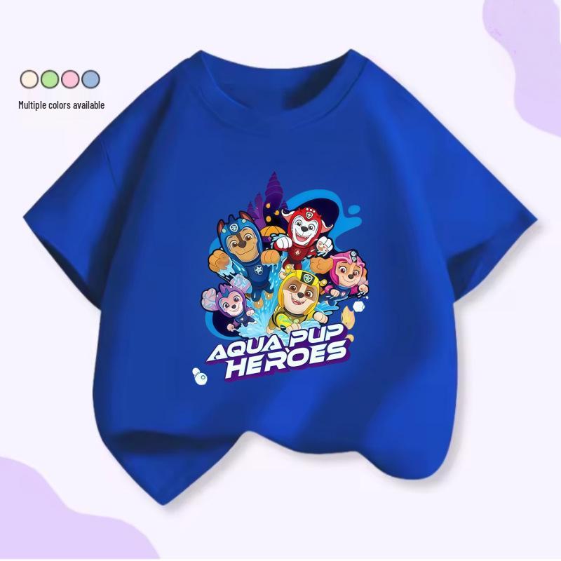 Paw Patrol Cartoon Short Sleeve Summer T-Shirt for Kids, Round Neck