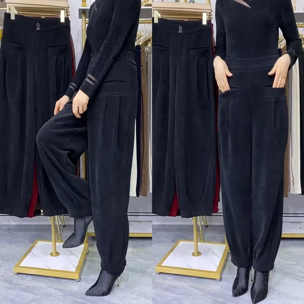 Autumn Winter Women's High-Waisted Corduroy Chenille Harem Pants Lantern Pants Loose Fit