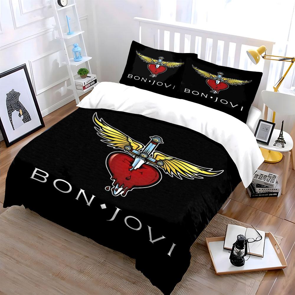 "Bon Jovi Heart Logo Bedding" Bedding Duvet Cover Set Duvet Cover Pillowcases (1 * Duvet Cover 2 * Pillowcases, without duvet insert)