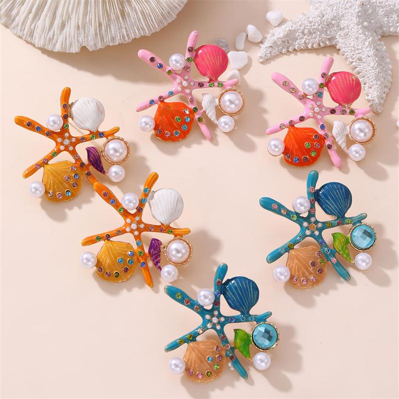 Женские серьги-гвоздики с ракушками и жемчугом, легкие, роскошные, ретро, модные украшения, красочные серьги, летние подарки для вечеринок 2024 года