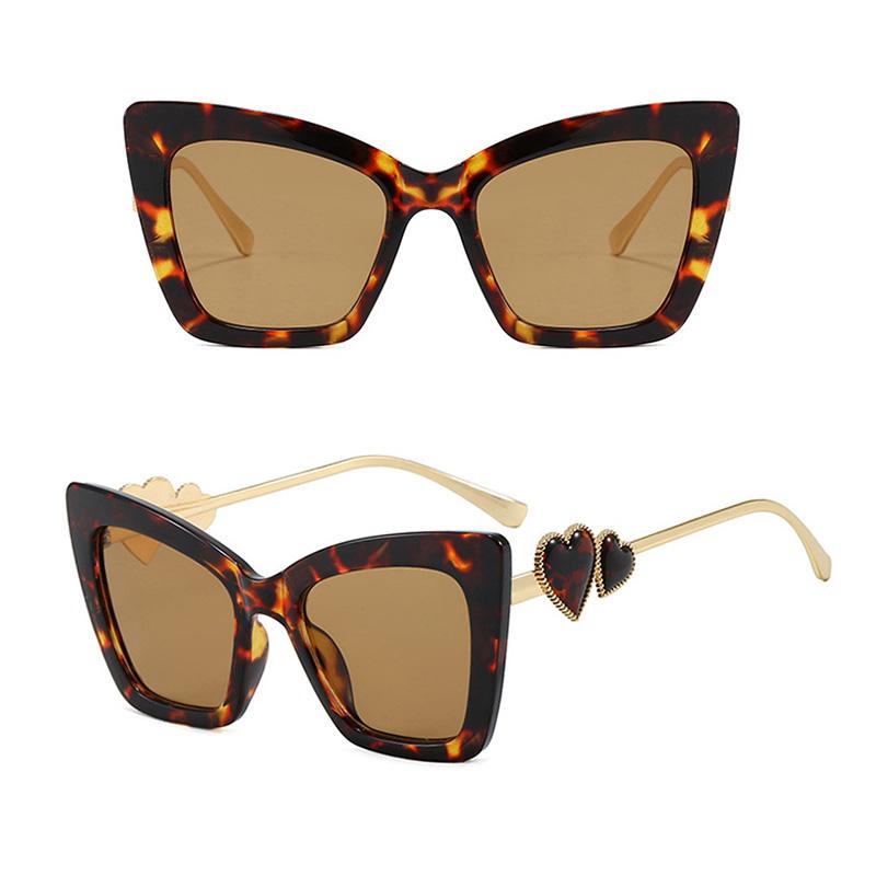 Trendy Cat Eye Sunglasses with Metal Love Inlay, Personality Unisex UV400 Glasses, Fashion Outdoor Eyewear for Men & Women