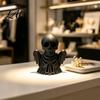 Ретро Стиль Костяная Текстура Поделки 3D Печатный Череп Ктулху Статуэтка Готический Полый Скелет Декор Матовый Черный Настольное Хранение для Скрепки Ужасы