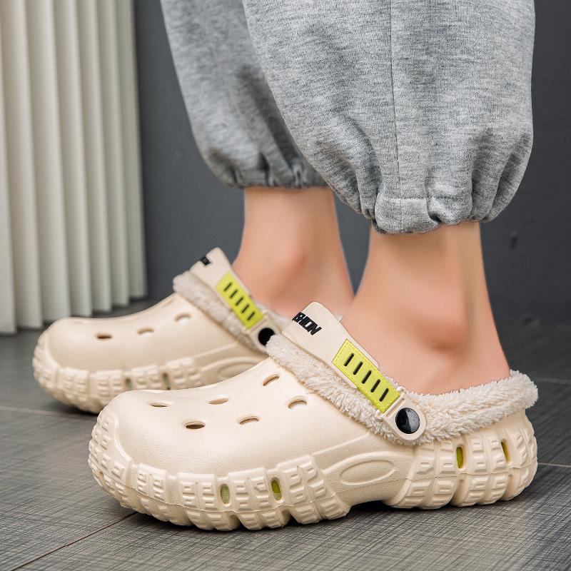 Fashion Fashion Men Winter Slippers Warm Fur Garden Shoes Couples Winter Warm House Slippers Indoor Outdoor Mules