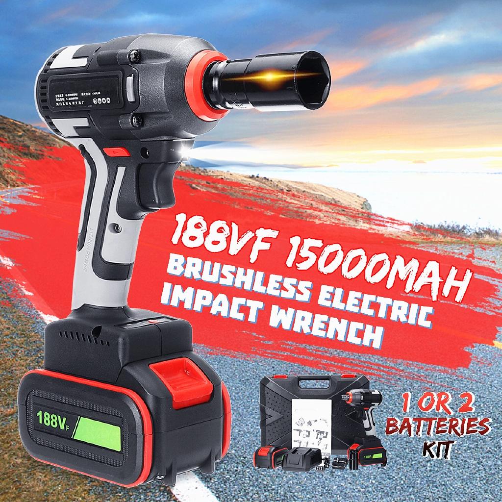 188V Brushless Cordless Electric Wrench Impact Socket Wrench 15000mAh Li-ion Battery Hand Drill Installation Power Tools