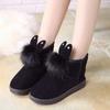 Fashion Rabbit Winter Flock Women Snow Boots Round Toe Warm Suede Ladies Winter Boots Short Fur Solid Female Flat Snow Boots