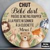Round Vintage French Style Aluminum Wall Plaque X Inch D Flat Quiet Baby Sleeping Warning Sign Cute Decor for Kids Room Nur