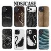 Роскошный Черно-белый Кружевной Чехол-накладка Clmj 'Лебедь' для iPhone 17 16 15 14 13 12 11 X XS XR Air Pro Max Plus Двухслойная Задняя Крышка