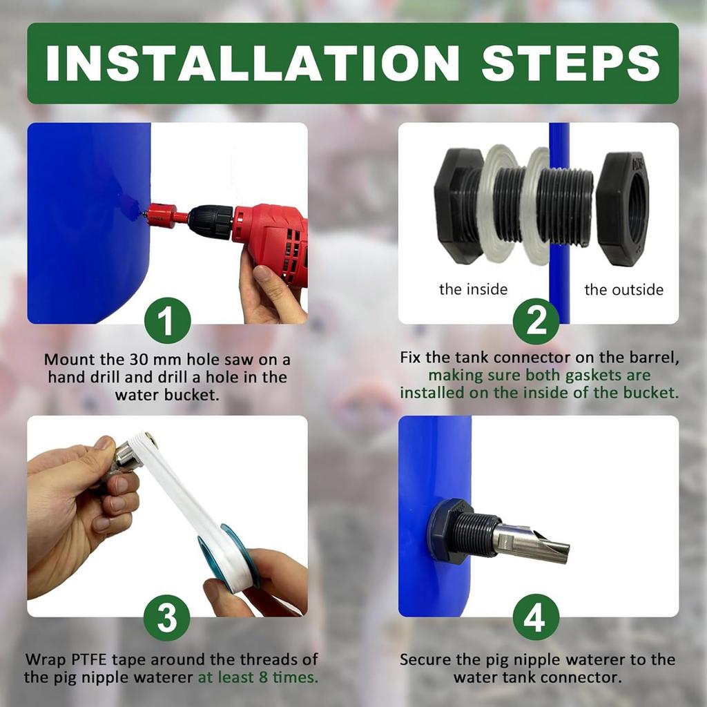 5 шт. Автоматические ниппели-поилки для свиней из нержавеющей стали с буровым сверлом для легкой установки и обслуживания, для фермерского использования