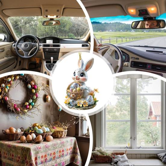 1/3 шт. Пасхальные мультяшные подвесные украшения в виде кролика со шнурком, легко подвешиваются, 2D