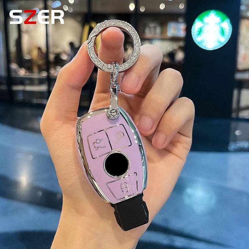 EKR2  TPU Car Key Case Cover Shell Accessories for Mercedes Benz A B C E GL S GLA GLK CLS Class AMG W204 W205 W212 W463 W176 Keychain