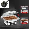 Electric Chafing Dish Adjustable Temp Roll Top Food Warmer Temp Display Catering Buffet Stove Stainless Steel Buffet Servers