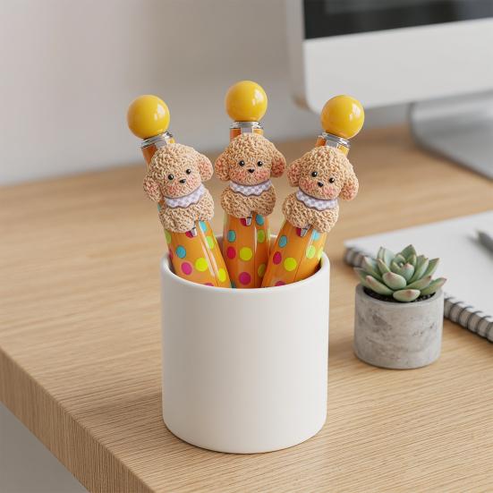 3D Шариковые ручки с щенками, гладкое письмо, выдвижная шариковая ручка, ручка-пищалка с мультяшным щенком для студентов, офисные и школьные принадлежности
