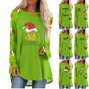 Женская мода, повседневная блузка с длинным рукавом и рождественским принтом, пуловер с круглым вырезом