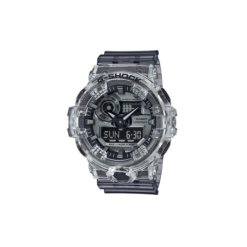 Casio Прозрачный лед серия Tough водонепроницаемость 200 метров кварцевый механизм ремешок из смолы японские и корейские часы мужские часы серебристый циферблат GA700SK-1ACR