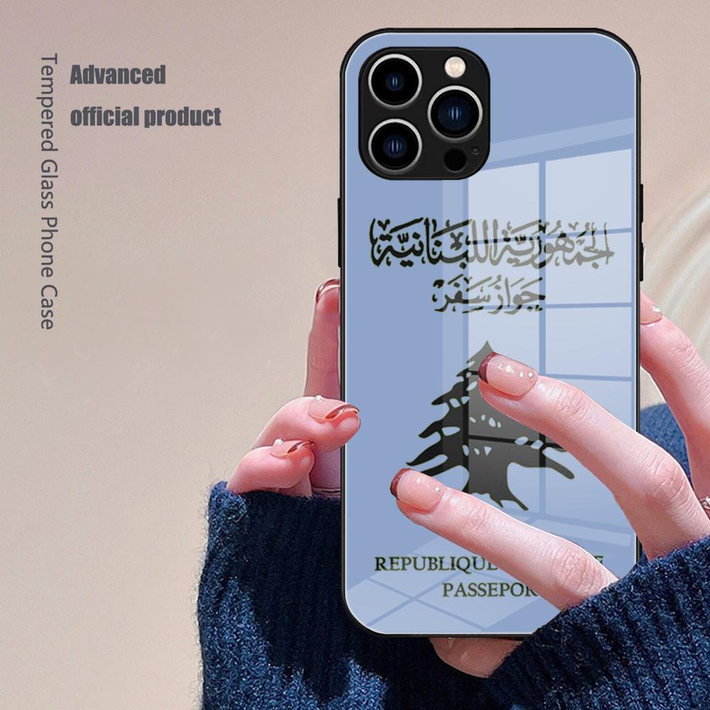 Lebanon Flag Phone Case Glass For iPhone 17 16 Promax 15 13 Pro 14 Plus 17 Pro 12 mini Galaxy S25 24 23 Black Covers
