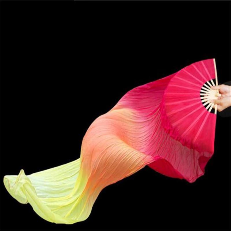 Hand-Made Faux Silk Belly Dance Fan Veils - Bamboo Long Fans Veils Available In 6 Stunning Colors for Dance Performances
