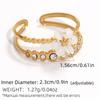 Exquisite Colorful Zircon Flower Design Stainless Steel Rings Gold Plated Waterproof Jewelry For Daily Wear Vacation Seaside