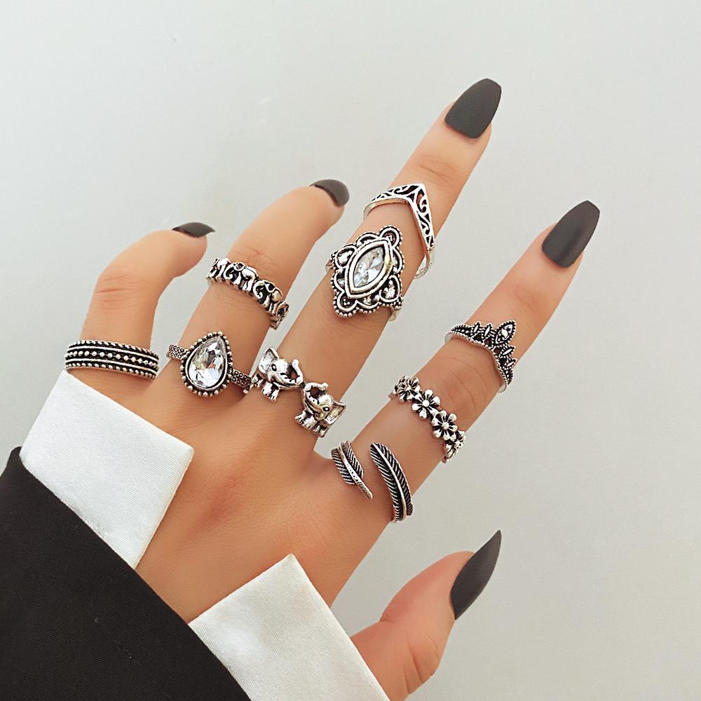 Благородное элегантное винтажное кольцо с бриллиантом, женские ювелирные изделия, универсальные аксессуары, модный комплект очаровательных колец