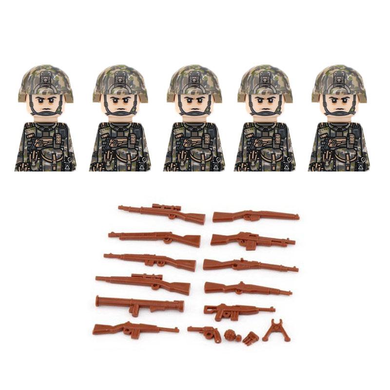 MOC Military Soviet US Soldier Figure Building Block Cavalry Pilot Western Cowboy Detective Weapon Sword Cloak Kid Toy Gift K148