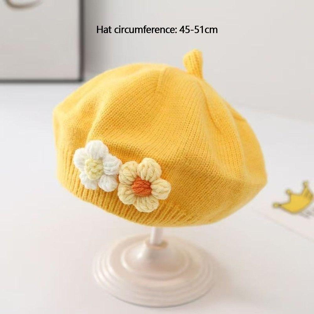 Cute Flower Toddler Beret Hat Comfortable Beanies Cap Fashion Knitted Hats Autumn Winter