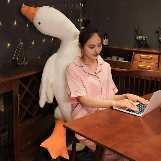 Large White Goose Plush Pillow Huggable Stuffed Animal Soft Duck Sofa