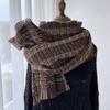 Checkered Scarf Women'S Winter New Versatile Retro Temperament Scarf, Imitation Cashmere, Student Warm Shawl Dual-Use