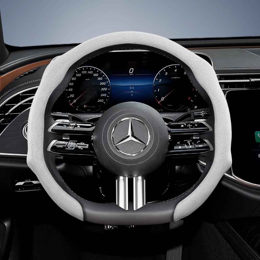 Подходит для премиальных замшевых накидок на руль Mercedes-Benz с защелками, нескользящих и долговечных, доступны в круглом и D-образном исполнении