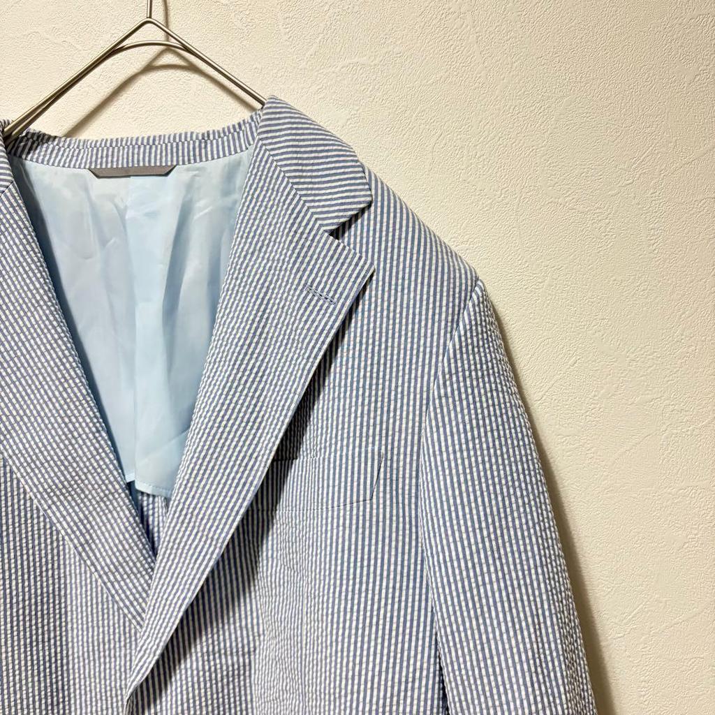 Used [Luigi Zanielli] Tailored Jacket Striped Seersucker Men's