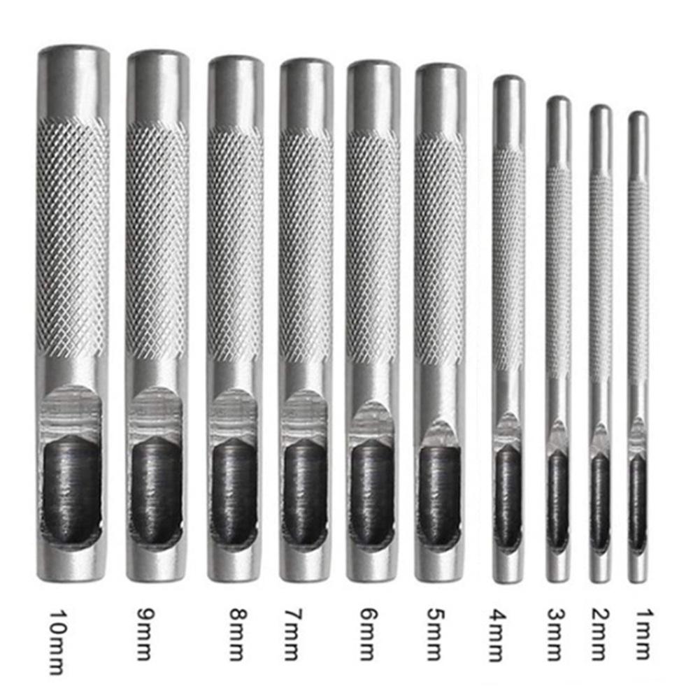10pcs Leather Hole Punching Tools Leather Hollow Drilling Puncher Kit 1-10mm Clothing Leathercraft DIY Accessories