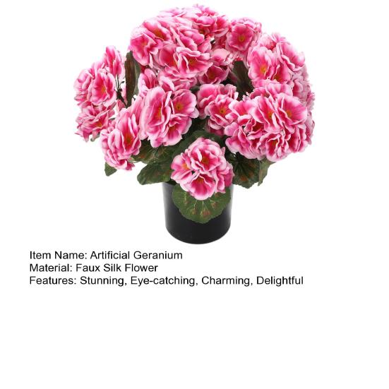 Искусственные цветы герани для улицы 13" горшечный куст искусственной герани, устойчивый к УФ-лучам, искусственный шелковый цветок для декора переднего крыльца, сада, двора, патио
