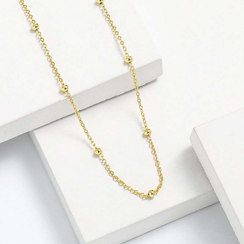 Ожерелье из стерлингового серебра 925 пробы с бусинами - Женская цепочка на ключицу в европейском и американском стиле