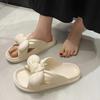 Праздничные тапочки с бантом Женские летние туфли Домашние комнатные Нескользящая толстая подошва ПВХ Прохладные тапочки Однотонные повседневные шлепанцы