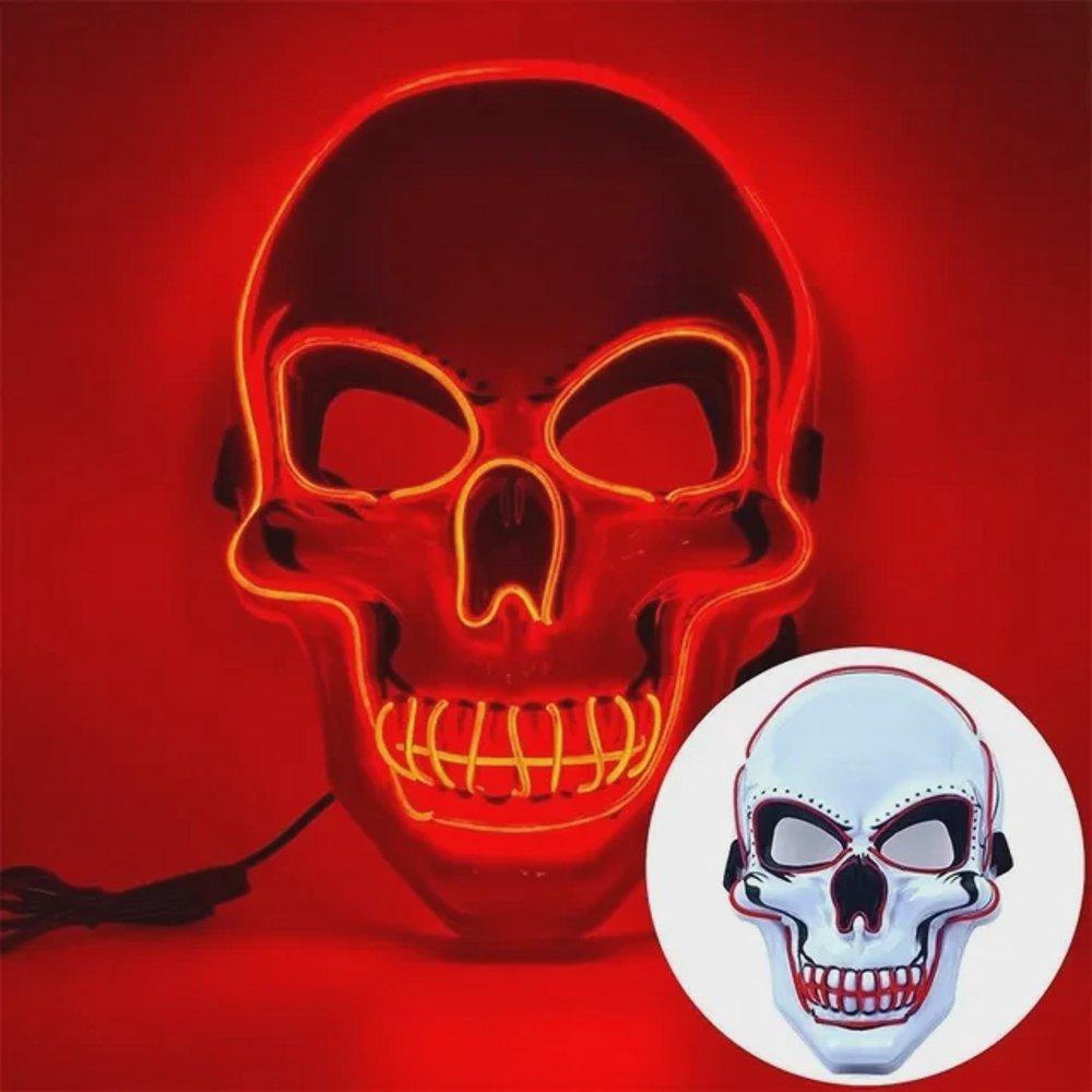 2pcs Halloween Adult Purification Mask LED Glowing Skull Terror Mask Cold Light Mask Role Playing Masquerade Ball