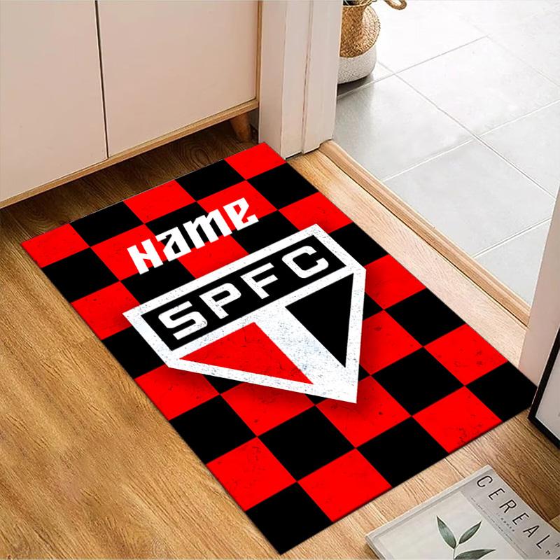 Custom Name Sao Paulo Team Spirit Rug Game Carpet, Floor Mat for Bedroom Living Room Entryway Rug, Home Decor Idea Gift for Christmas birthday