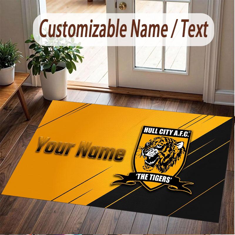Custom Rug Hull City Pattern Print Name Text Soft Non‑Slip Floor Carpet for Home Indoor Decoration