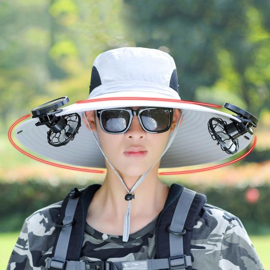 Солнечная кепка с вентилятором, защита от ультрафиолета UPF 50+, с двумя охлаждающими вентиляторами