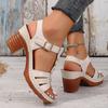 Large Size Fashion Thick Heel Light Word with Sandals Women's Summer 2025 New TEUM Sandals Women