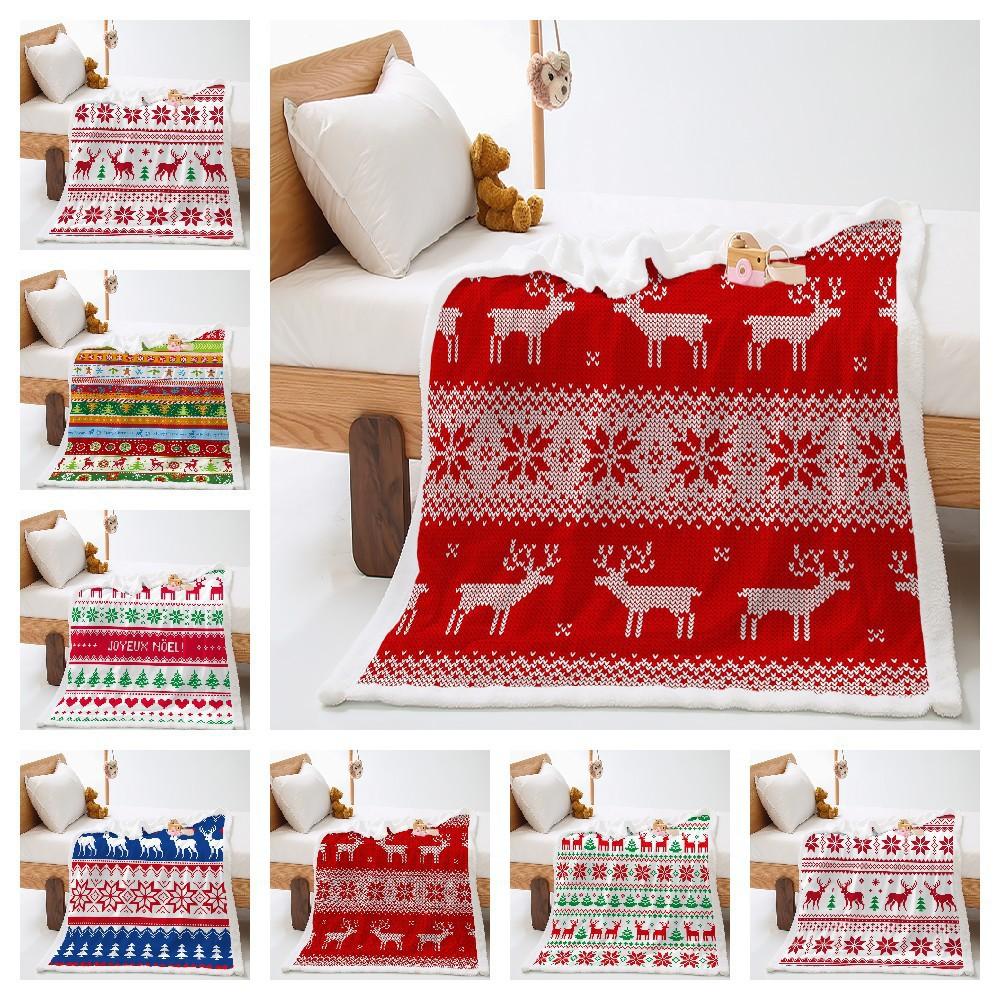 Blanket 2D Digital Printing Christmas Lamb Fleece Crystal Fleece Blanket Blanket
