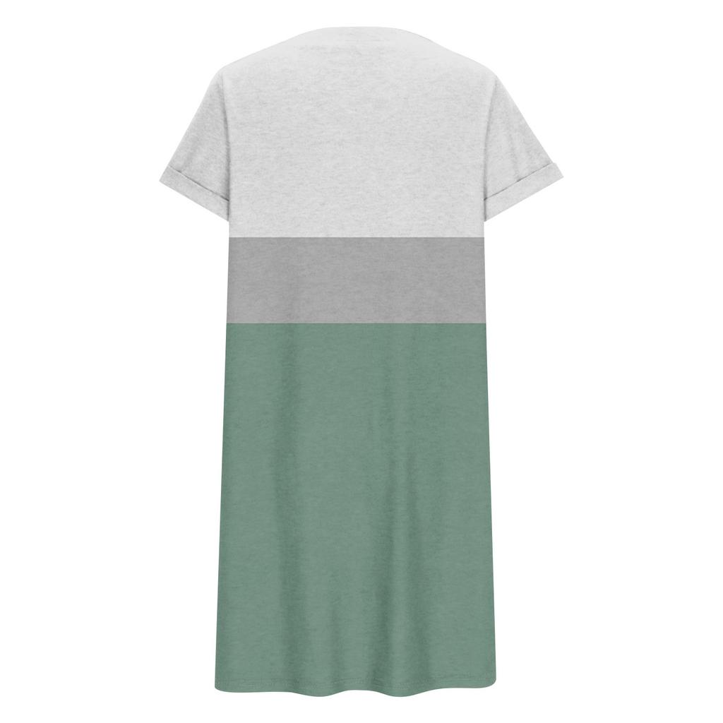 Womens Plus Size Dresses V Neck Short Sleeve Summer Casual Dress Tunic With Pocket