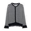 Kaslead Новая женская одежда Западный стиль Ламинированная декоративная полоса Круглый вырез Вязаная верхняя одежда 4331020 104