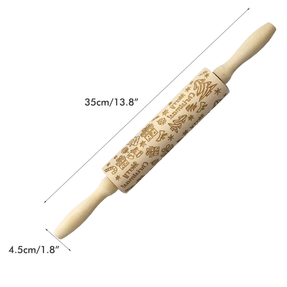 Деревянные рождественские ролики из натурального дерева, скалка для тиснения, инструмент для выпечки